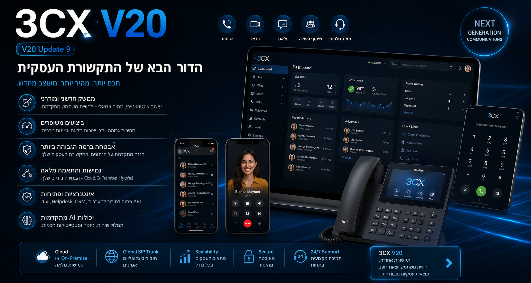 3CX V20 Update 9 מרכזיית IP בענן